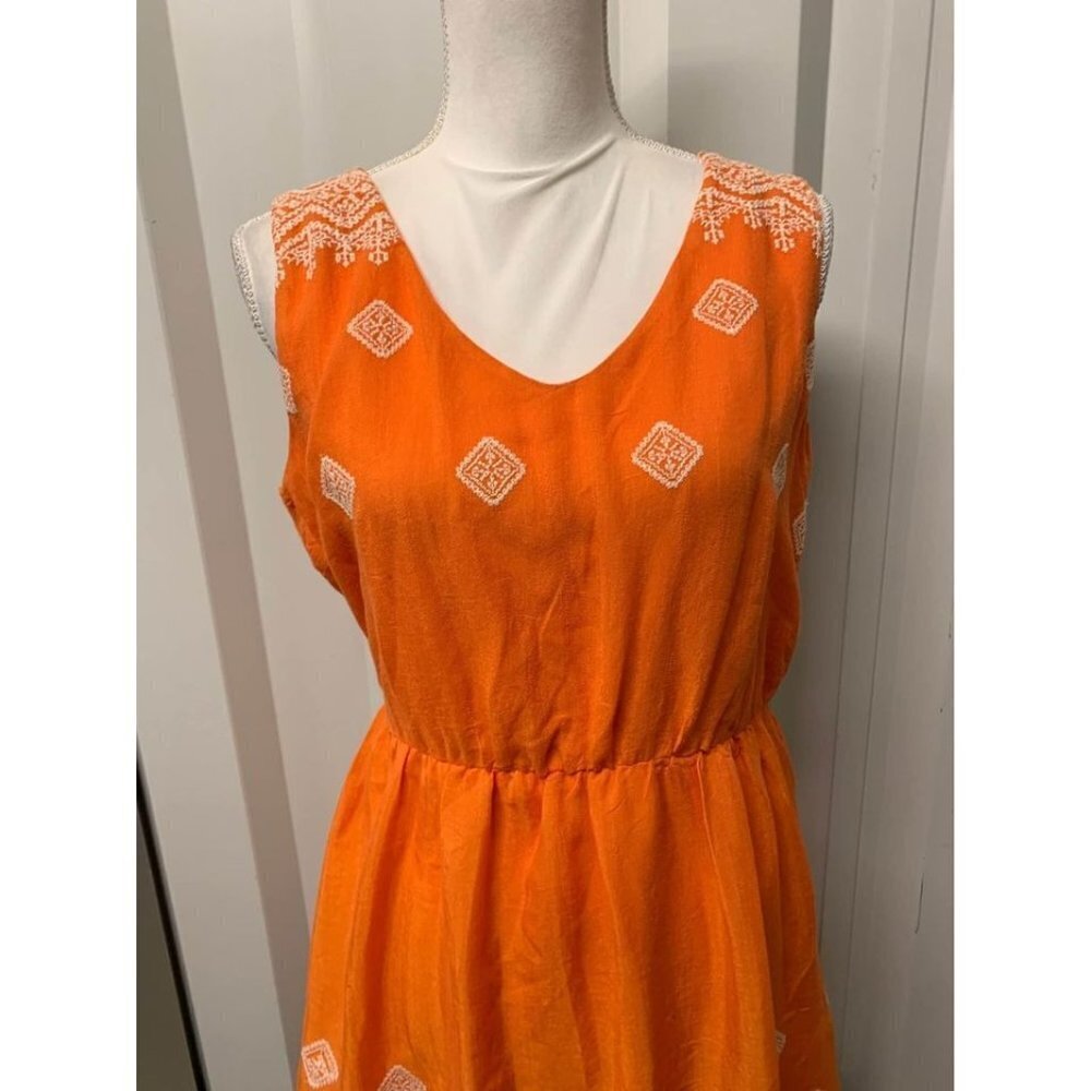 A.N.A. Embroidered Orange Dress Womens Size 8